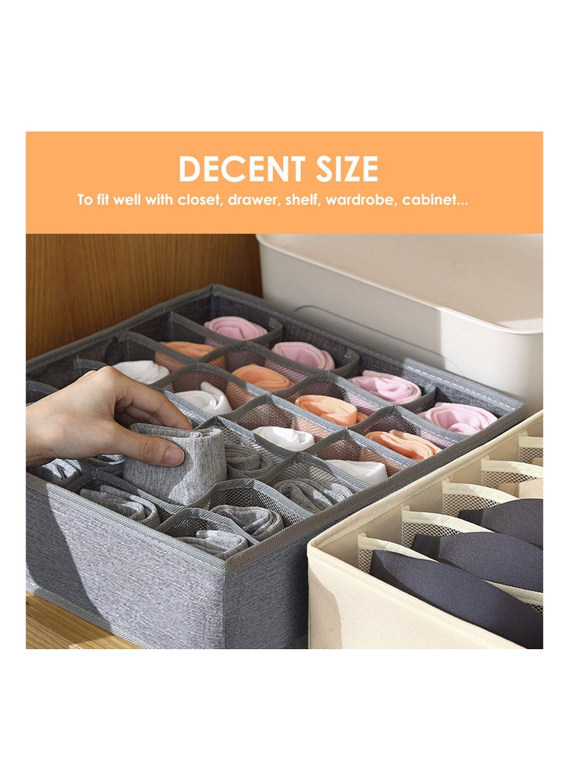 Cuken 3 Pack Sock Underwear Organizer Dividers, 64 Cell Drawer Organizers Fabric Foldable Cabinet Closet Organizers and Storage Boxes for Storing Socks, Underwear, Ties, Gray  - Image 4