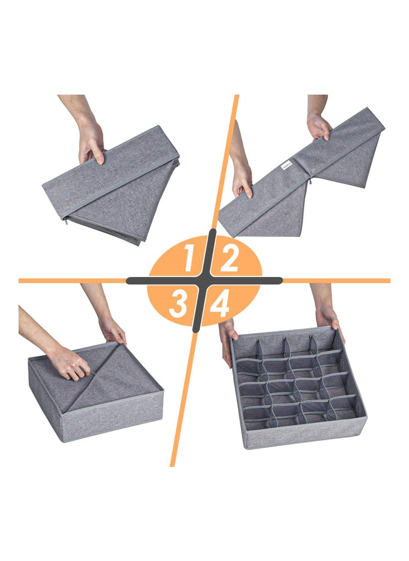 3 Pack Sock Underwear Organizer Dividers, 64 Cell Drawer Organizers Fabric Foldable Cabinet Closet Organizers and Storage Boxes for Storing Socks, Underwear, Ties, Gray - pzsku/Z72C764DAF8D11A07C148Z/45/_/1709292042/a2fff439-5c46-4508-b691-057cb9e2289c