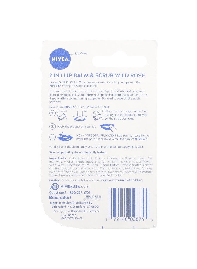 Nivea, 2 In 1 Lip Balm & Scrub, Wild Rose, 0.17 oz (4.8 g) - Image 3