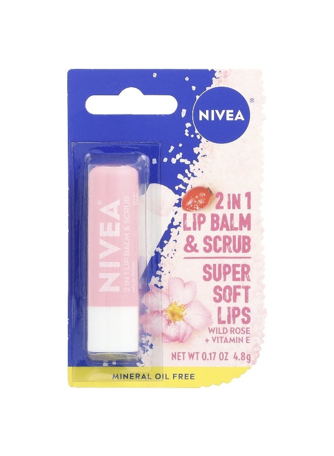 Nivea, 2 In 1 Lip Balm & Scrub, Wild Rose, 0.17 oz (4.8 g) - Image 2