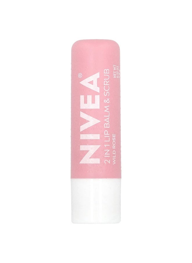 Nivea, 2 In 1 Lip Balm & Scrub, Wild Rose, 0.17 oz (4.8 g) - Image 1