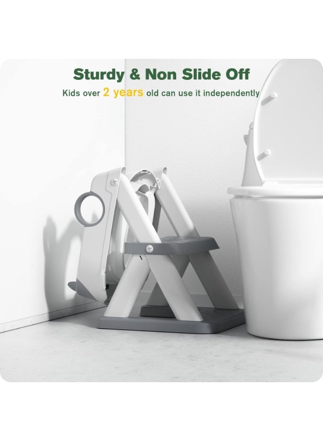 Eworld 2-in-1 Adjustable Potty Training Seat with Step Stool for Toddlers | Anti-Slip Design, Soft Cushion & Splash Guard | Fits All Standard Toilets - Image 5