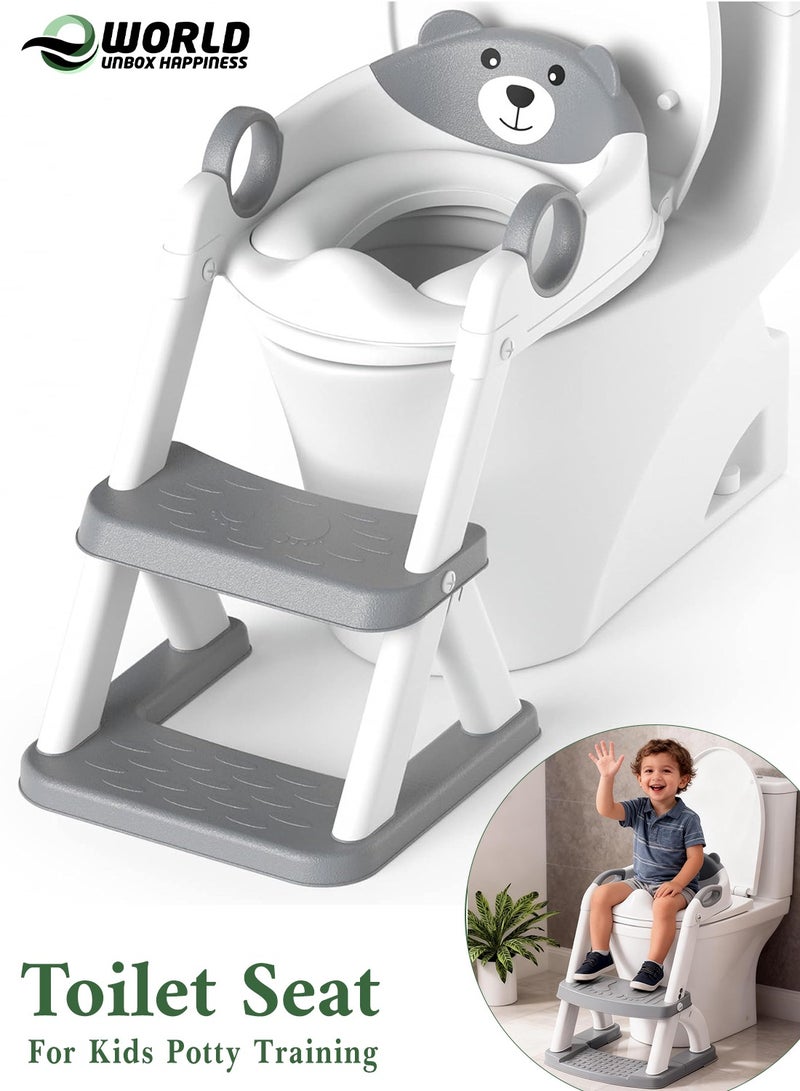 Eworld 2-in-1 Adjustable Potty Training Seat with Step Stool for Toddlers | Anti-Slip Design, Soft Cushion & Splash Guard | Fits All Standard Toilets - Image 1