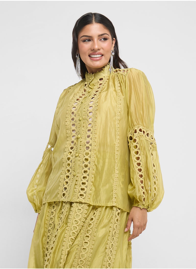 Khizana Top & Skirt Set With Lace Trim  - Image 3
