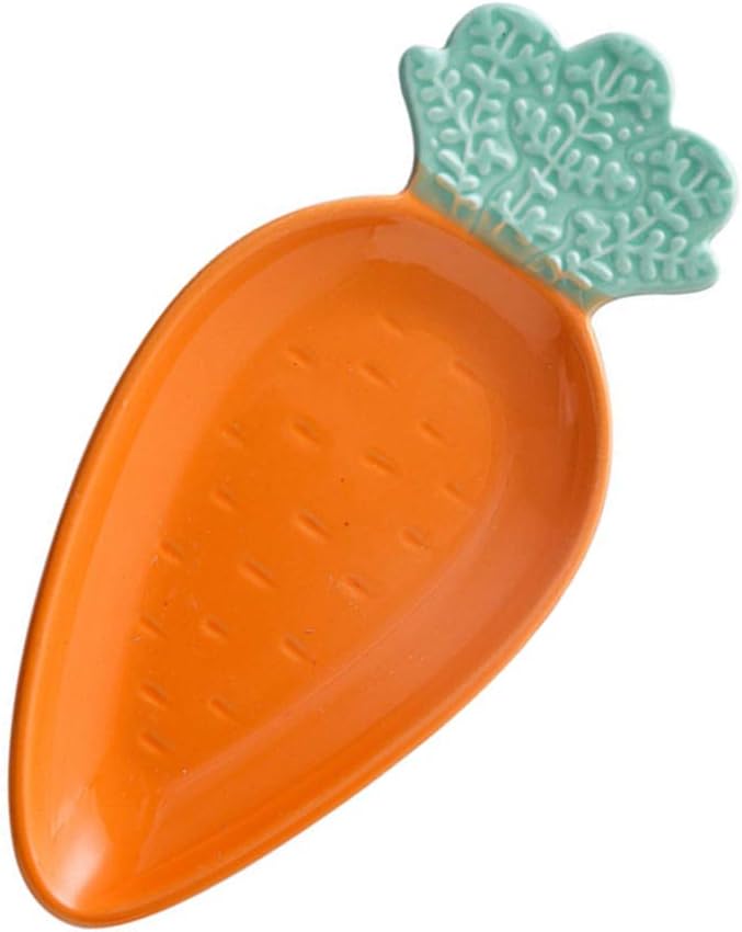 comfrt Cute Carrot Shaped Ceramic Bowl Dessert Plate Fruit Candy Dishes Dinnerware for Appetizer Saucer Afternoon Tea (Carrot Plate) - Image 4