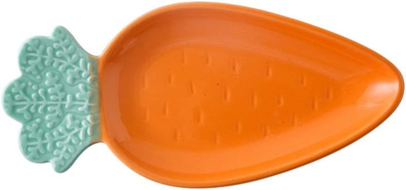 comfrt Cute Carrot Shaped Ceramic Bowl Dessert Plate Fruit Candy Dishes Dinnerware for Appetizer Saucer Afternoon Tea (Carrot Plate) - Image 1