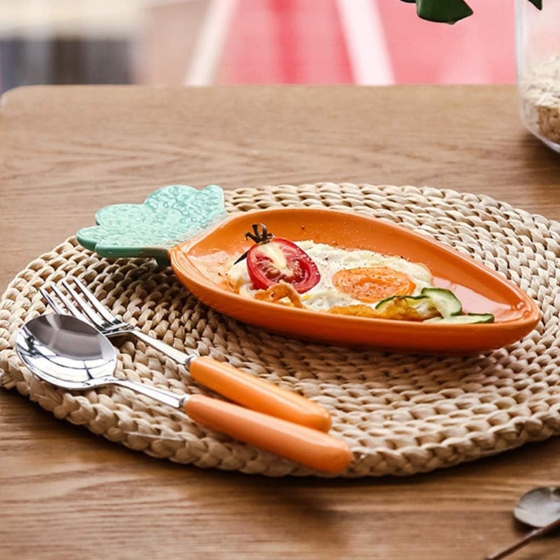 comfrt Cute Carrot Shaped Ceramic Bowl Dessert Plate Fruit Candy Dishes Dinnerware for Appetizer Saucer Afternoon Tea (Carrot Plate) - Image 5
