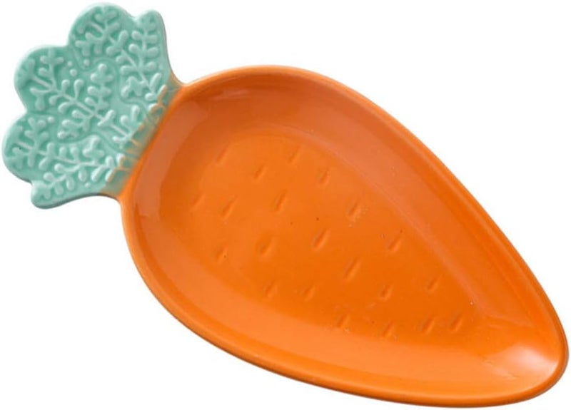 comfrt Cute Carrot Shaped Ceramic Bowl Dessert Plate Fruit Candy Dishes Dinnerware for Appetizer Saucer Afternoon Tea (Carrot Plate) - Image 2