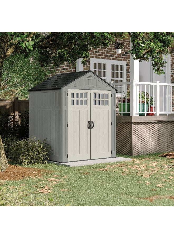suncast Compact Everett Storage Shed Dove Grey and Black 201 Cubic Feet BMS6512 - Image 3