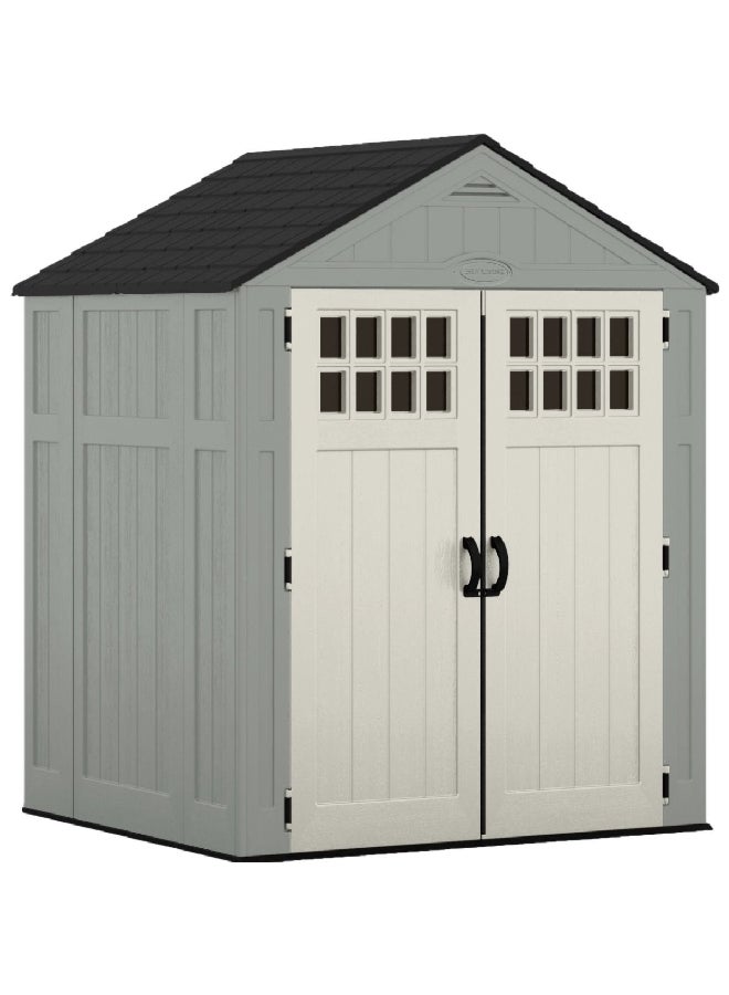suncast Compact Everett Storage Shed Dove Grey and Black 201 Cubic Feet BMS6512 - Image 1