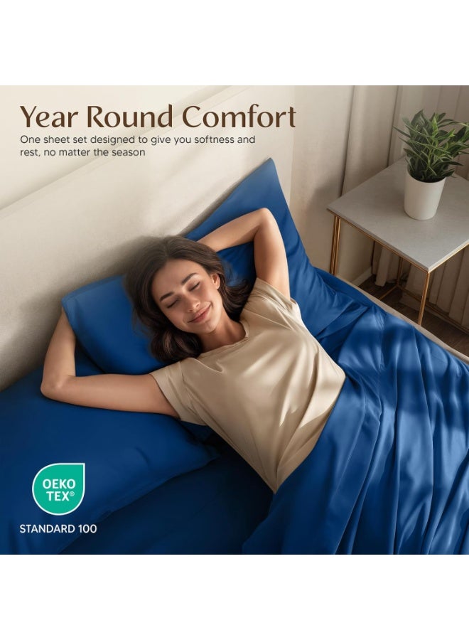 Utopia Bedding Queen Sheet Set â€“ 4 Piece Bed Sheets for Queen Size Bed, Soft and Breathable Microfiber, Includes 1 Fitted Sheet, 1 Flat Sheet and 2 Pillowcases (Dusk Blue) - Image 2