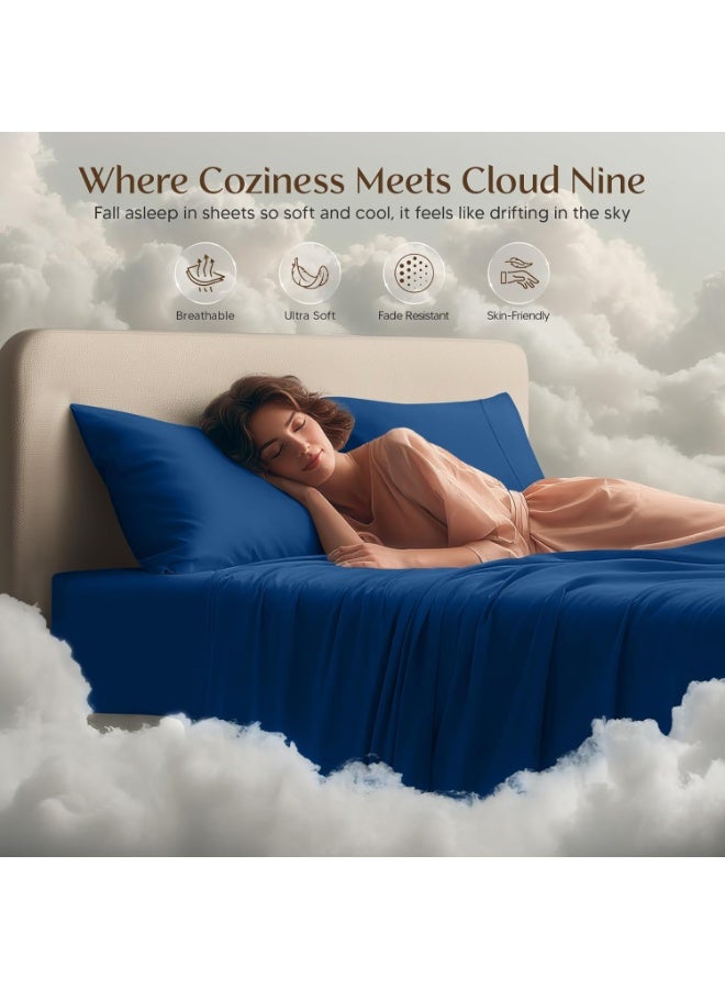 Utopia Bedding Queen Sheet Set â€“ 4 Piece Bed Sheets for Queen Size Bed, Soft and Breathable Microfiber, Includes 1 Fitted Sheet, 1 Flat Sheet and 2 Pillowcases (Dusk Blue) - Image 3