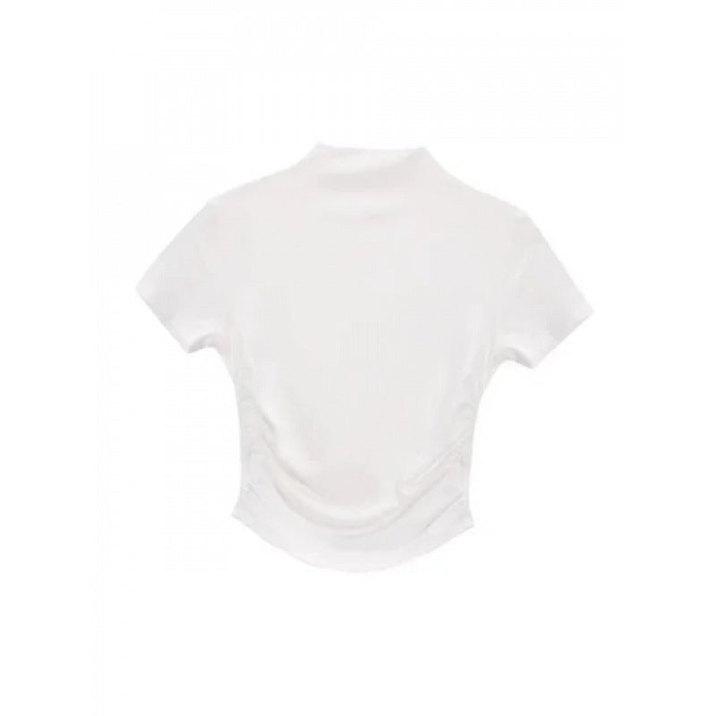 Half-High Collar T-Shirt Women'S Summer Short-Sleeved Base Shirt Black Spice Girls Tight Slim Short Top Fashionable All-Match - Image 4