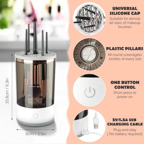 XENGVA Electric Makeup Brush Cleaner,USB Automatic Cosmetic Brush Cleaner,Upgraded Electric Makeup Brush Cleaner for All Size Beauty Makeup Brushes,Auto-Rotating Brush Cleaner Deep Cleaning (A2) - Image 4