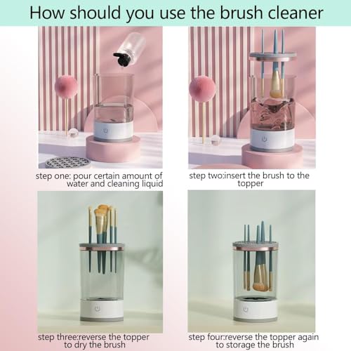 XENGVA Electric Makeup Brush Cleaner,USB Automatic Cosmetic Brush Cleaner,Upgraded Electric Makeup Brush Cleaner for All Size Beauty Makeup Brushes,Auto-Rotating Brush Cleaner Deep Cleaning (A2) - Image 2