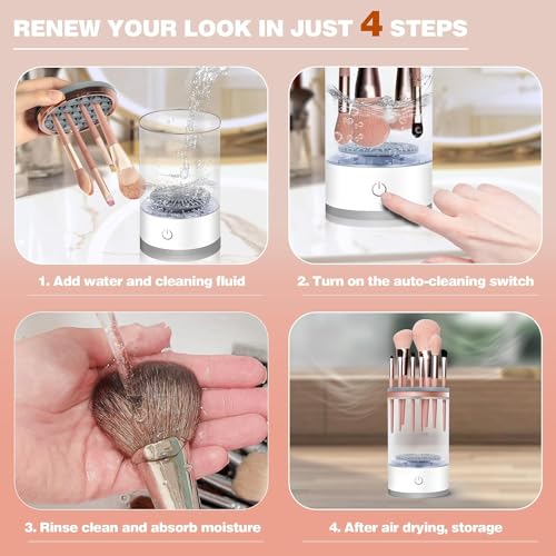XENGVA Electric Makeup Brush Cleaner,USB Automatic Cosmetic Brush Cleaner,Upgraded Electric Makeup Brush Cleaner for All Size Beauty Makeup Brushes,Auto-Rotating Brush Cleaner Deep Cleaning (A2) - Image 3