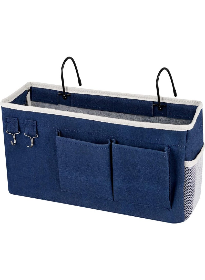NANAO Bedside Storage Caddy/Bedside Hanging Storage Bag for Headboards Bunk Beds Dorm Rooms Book Phone Magazine Holder (Navy Blue) - Image 1