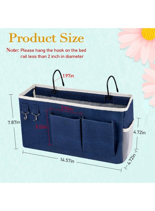 NANAO Bedside Storage Caddy/Bedside Hanging Storage Bag for Headboards Bunk Beds Dorm Rooms Book Phone Magazine Holder (Navy Blue) - Image 4