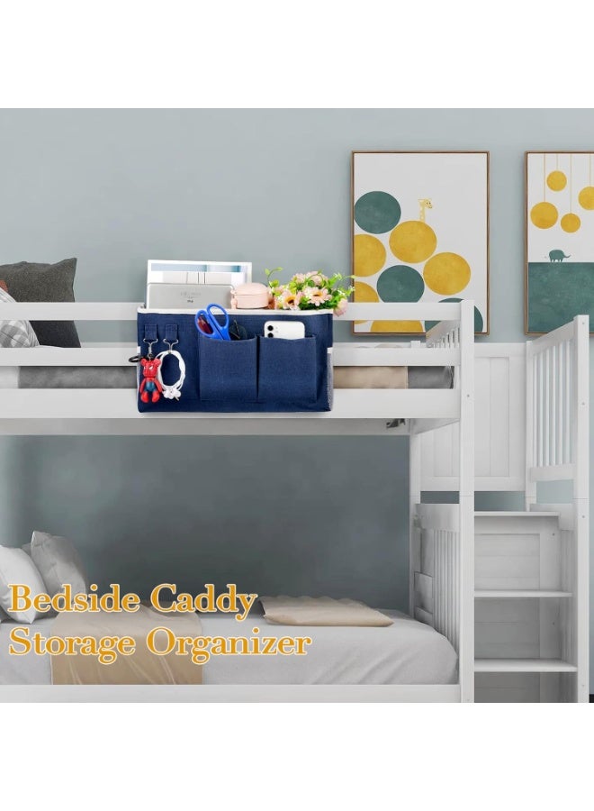 NANAO Bedside Storage Caddy/Bedside Hanging Storage Bag for Headboards Bunk Beds Dorm Rooms Book Phone Magazine Holder (Navy Blue) - Image 3