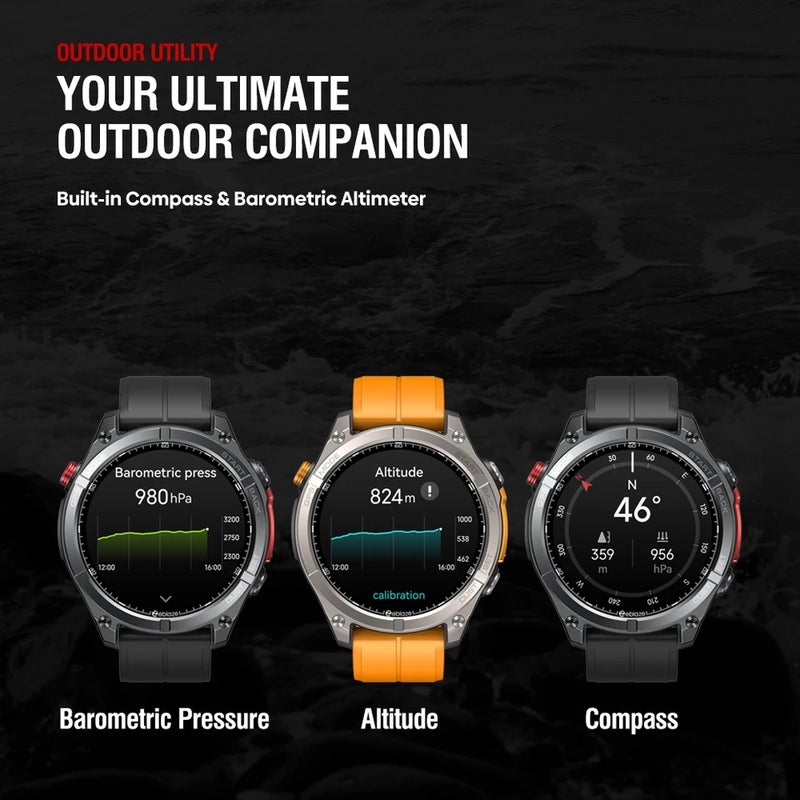 زيبليز ساعة ذكية Zeblaze Stratos 4 GPS Smartwatch 1.43" Amoled Screen Compass Barometric Altimeter Flashlight Voice Calling Smart Watch, Electric Orange - Image 4