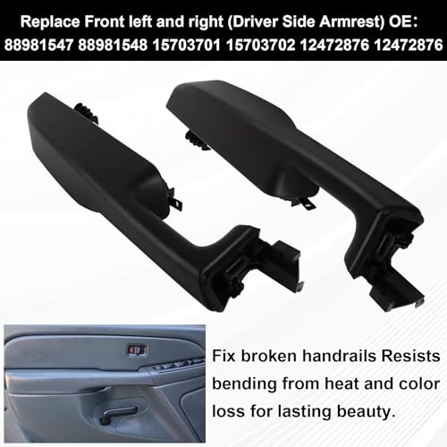 YZQPNB Front Door Armrests Compatible with 1999-2006 Chevy Silverado Tahoe Suburban, GMC Sierra Yukon Dark Gray Left and Right Passanger Side - Image 4