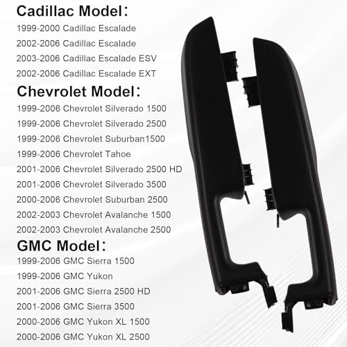 YZQPNB Front Door Armrests Compatible with 1999-2006 Chevy Silverado Tahoe Suburban, GMC Sierra Yukon Dark Gray Left and Right Passanger Side - Image 3