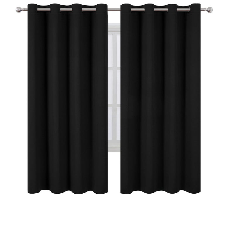 LEMOMO Black Thermal Blackout Curtains/52 x 72 Inch/Set of 2 Panels Room Darkening Curtains for Bedroom - Image 2