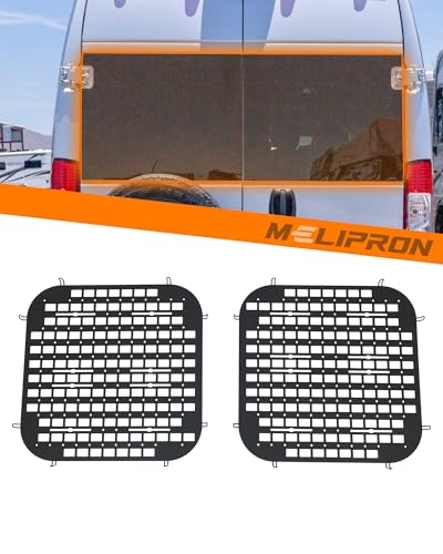 MELIPRON Van Window Security Screens Fit for FAM ProMaster High Roof Rear Door, Anti-Theft MOLLE Van Window Guards, Steel Safety Screens for Cargo Vans - Image 1