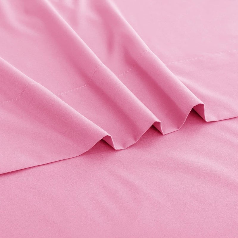 Ghooss Pink Bed Sheet Set with Deep Pocket,Super Soft Microfiber Bedding-Breathable,Warm,Wrinkle,Fade Free,Hypoallergenic 4 Piece Bedding Sheet Sets(Full,Pink) - Image 3