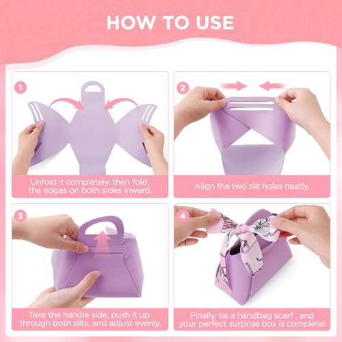 Vane Oak Money Pull Box for Cash, Surprise Money Boxes with Ribbon Leather Mini Bags with 30 Pcs Transparent Bags for Birthday Party Christmas (Purple) - Image 5
