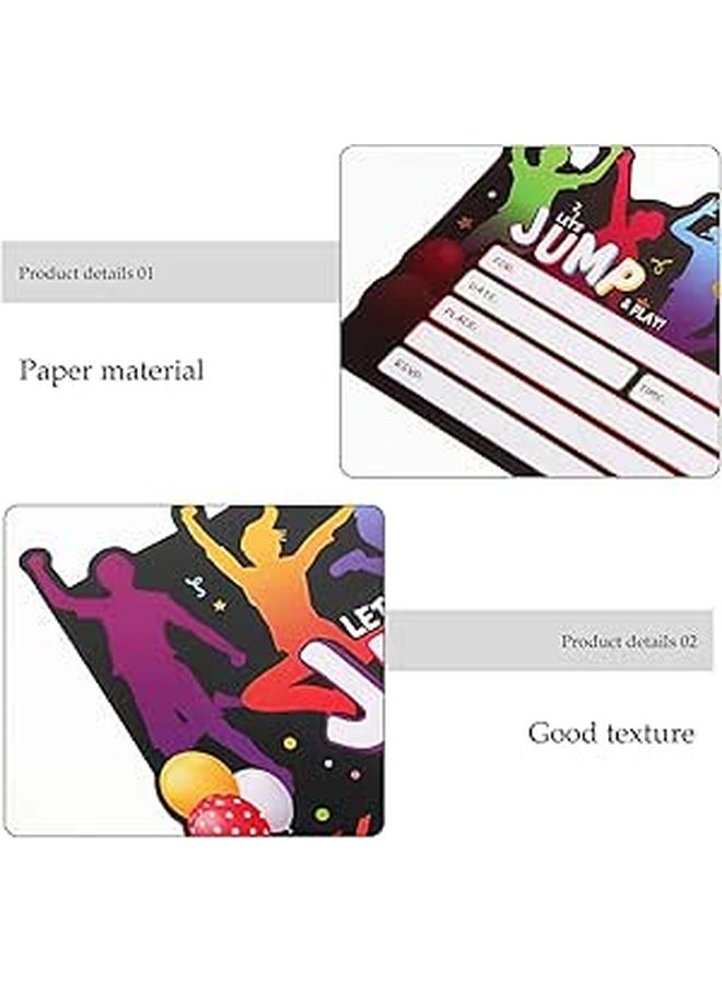 Double Sided Trampoline Theme Birthday Party Invitation Cards For Boys 12 Set With Envelopes - Image 1