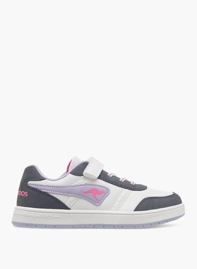 kangaROOS Girls' Logo Detail Sports Shoes with Hook and Loop Closure