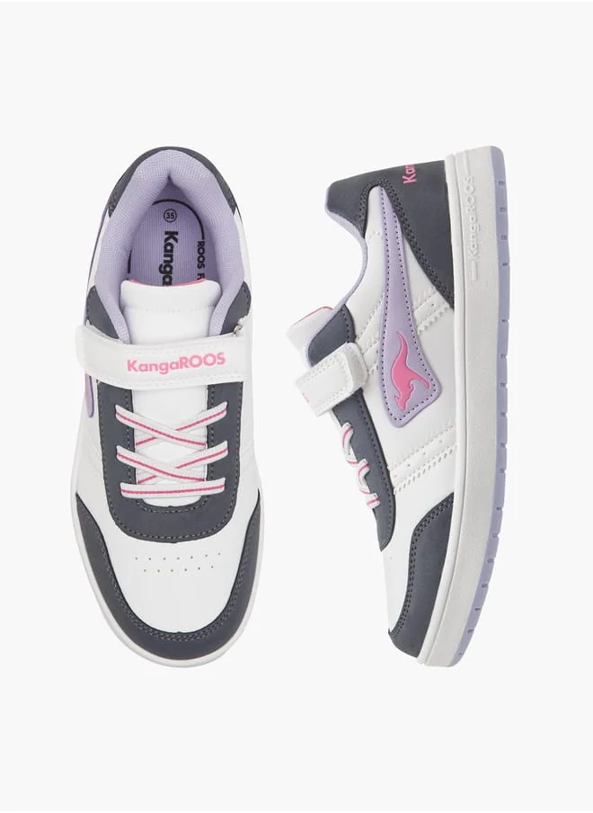 kangaROOS Girls' Logo Detail Sports Shoes with Hook and Loop Closure