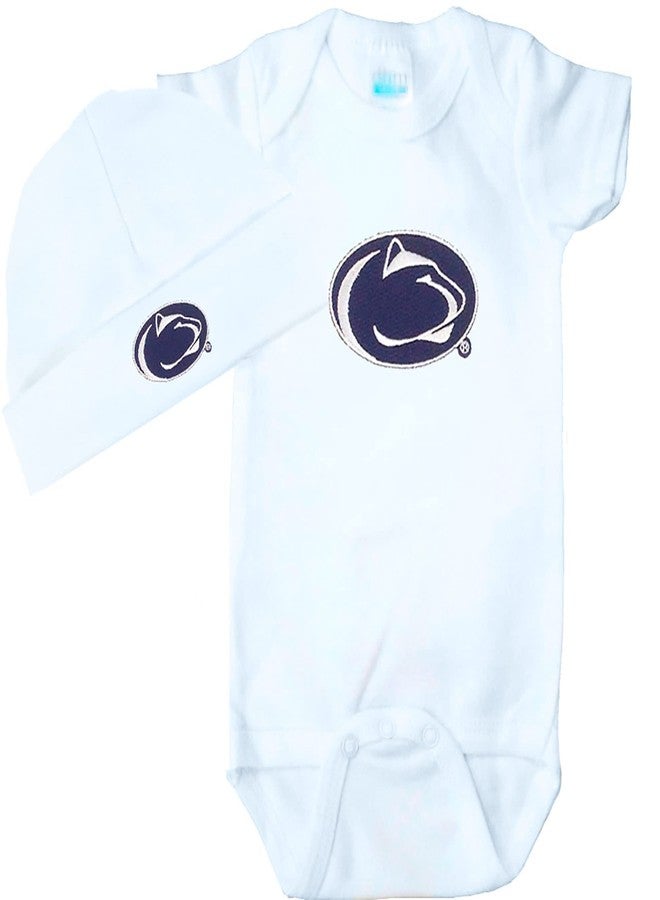 Future Tailgater Penn State Nittany Lions Baby Bodysuit and Cap Set - White (Newborn) - Image 1