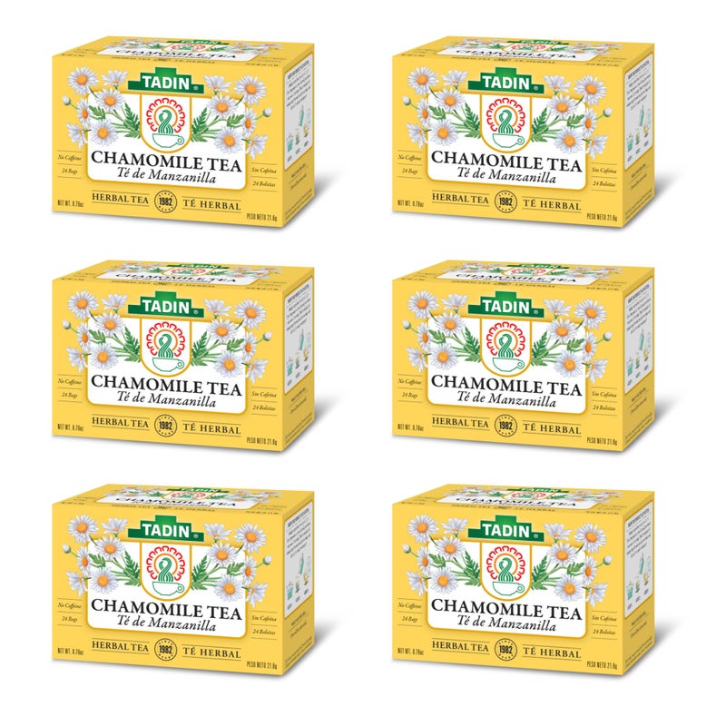Tadin Chamomile Tea, Herbal Tea, Caffeine Free Tea, Tea Bags Individually Wrapped, 24 Tea Bags Per Box, Pack of 6 - Image 4