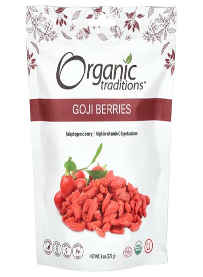 Organic Traditions توت جوجي مصدر ممتاز لفيتامين أ والبوتاسيوم والحديد والألياف، مكمل غذائي ممتاز من الأطعمة الفائقة 227 جرام - Image 1