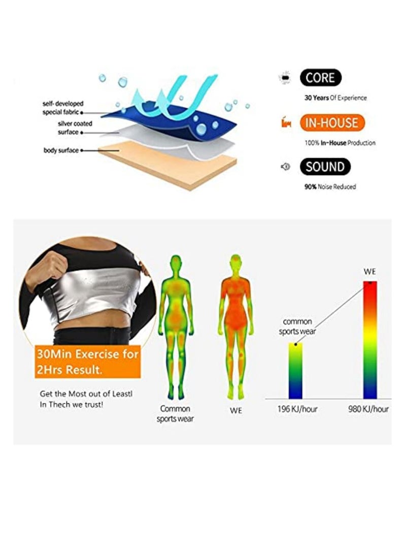 SYOSI بدلة الساونا للنساء، سترة العرق، قميص طويل الأكمام، قمصان التخسيس، تشكيل الجسم، ممارسة اللياقة البدنية في صالة الألعاب الرياضية للحصول على أداء مثالي في صالة الألعاب الرياضية، والتعافي، وحرق السعرات الحرارية المتسارعة (L/XL) - Image 3