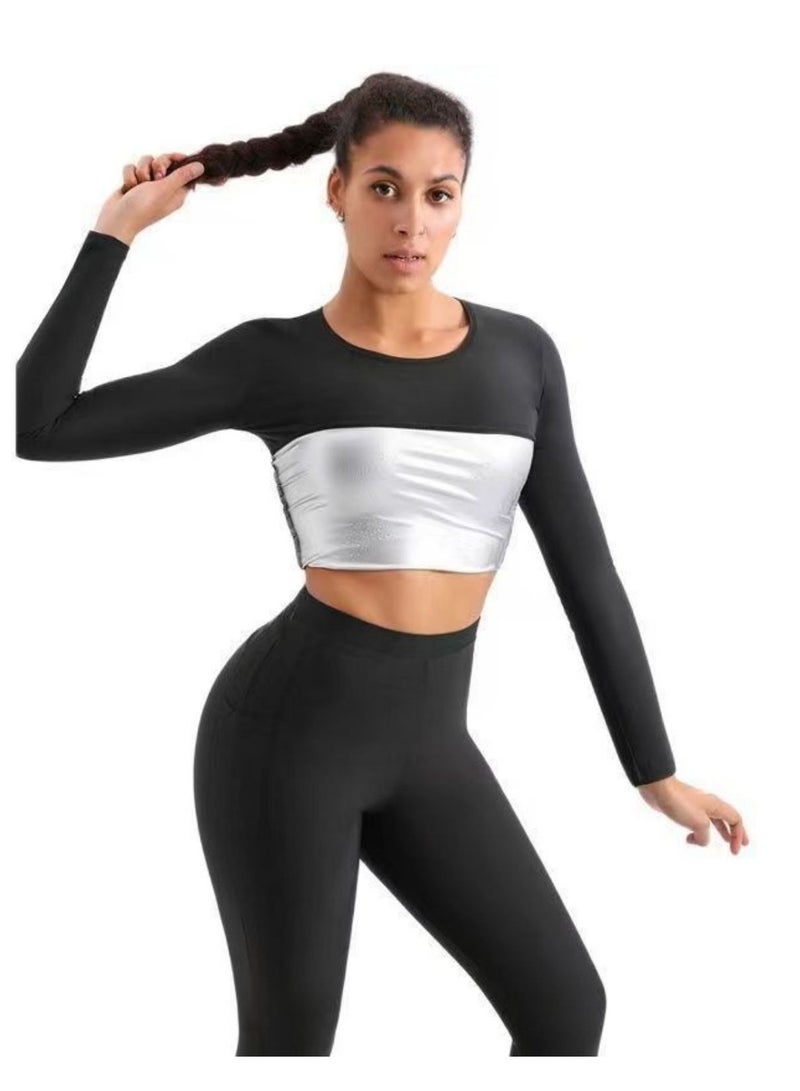 SYOSI بدلة الساونا للنساء، سترة العرق، قميص طويل الأكمام، قمصان التخسيس، تشكيل الجسم، ممارسة اللياقة البدنية في صالة الألعاب الرياضية للحصول على أداء مثالي في صالة الألعاب الرياضية، والتعافي، وحرق السعرات الحرارية المتسارعة (L/XL) - Image 5