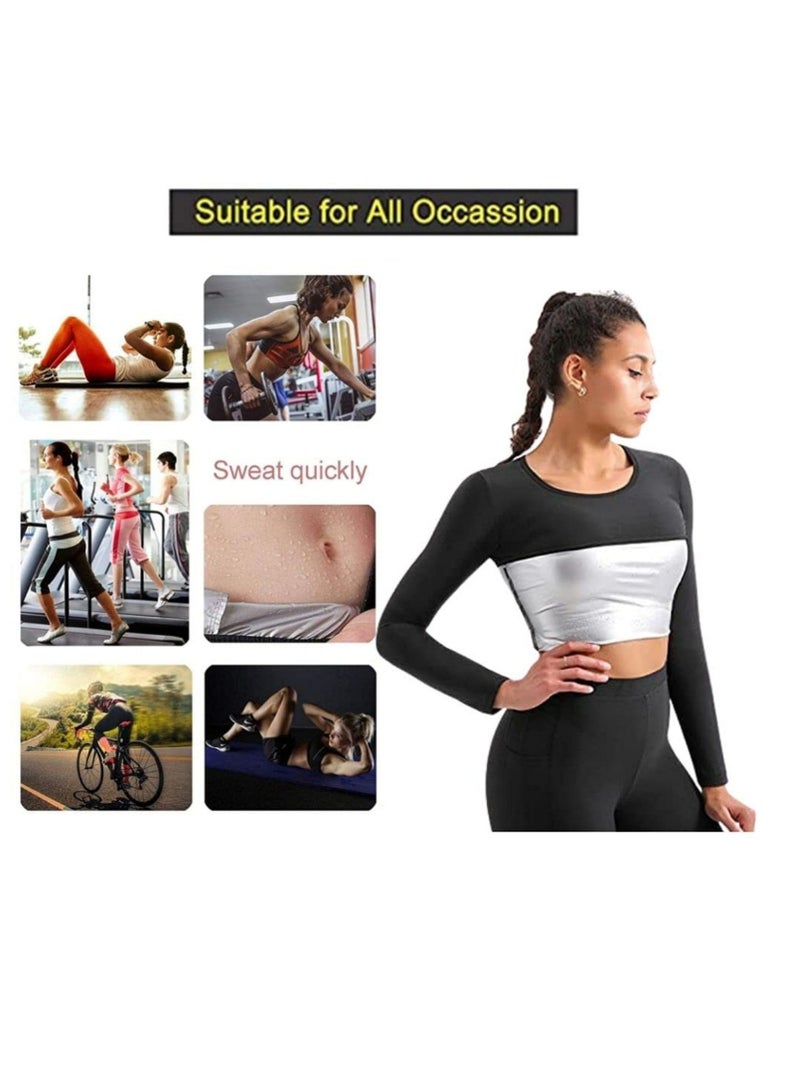 SYOSI بدلة الساونا للنساء، سترة العرق، قميص طويل الأكمام، قمصان التخسيس، تشكيل الجسم، ممارسة اللياقة البدنية في صالة الألعاب الرياضية للحصول على أداء مثالي في صالة الألعاب الرياضية، والتعافي، وحرق السعرات الحرارية المتسارعة (L/XL) - Image 1