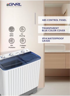 EGNRL 6.5 KG Wash/ 5.0 KG Spin Semi- Automatic Twin Tub Washing Machine, EGWM800, White (1 Year Brand Warranty)  - Image 3