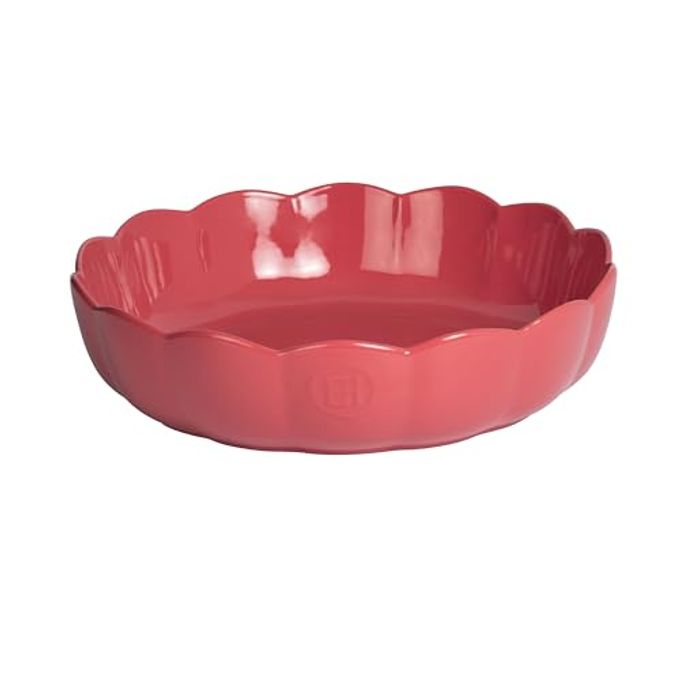 Emile Henry Made in France Ceramic Round Dish, Madeleine Collection. 10.5"x 2.5", Rose Candy