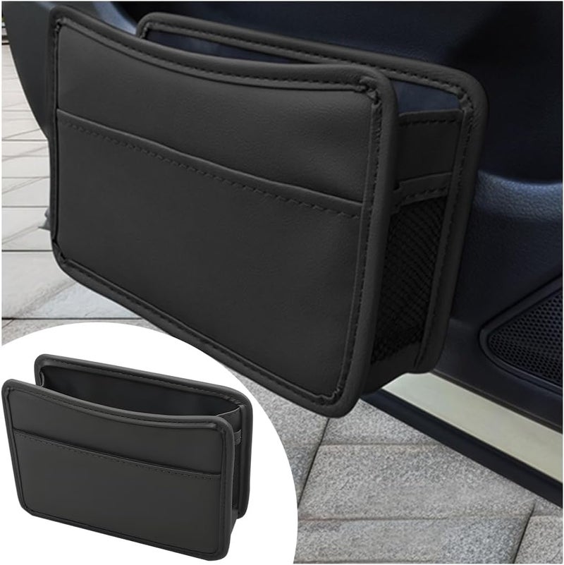 Bittwee Leather Foldable Hanging Car Trash Can - Mini Automotive Dustbin Organizer - Image 1