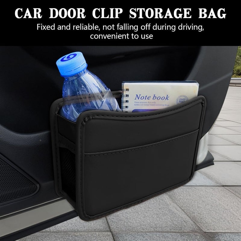 Bittwee Leather Foldable Hanging Car Trash Can - Mini Automotive Dustbin Organizer - Image 3