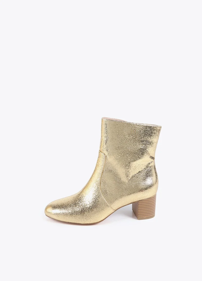Lola Casademunt Metallic Ankle Boot with Wood Effect Heel
