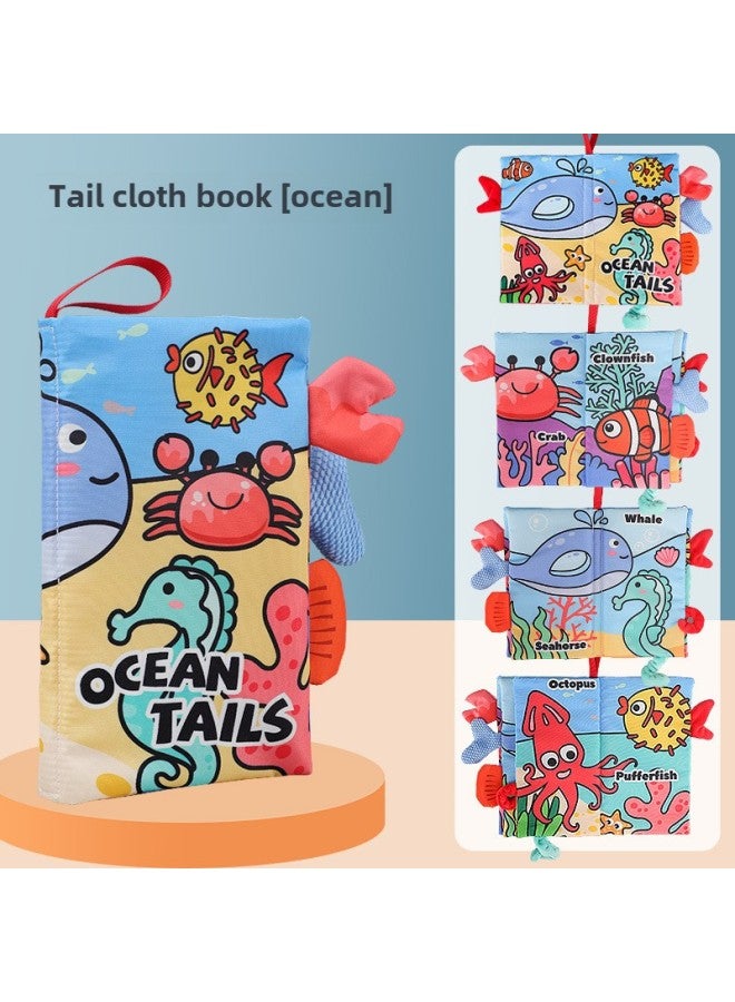 Baby's Tearable Early Education 4 Pages 8 Sides Fun Three-dimensional Sound Children's Educational Baby Cloth Book-Color:Dinosaur Tail  4 Pages And 8 Sides With Ringing Paper  - Image 1