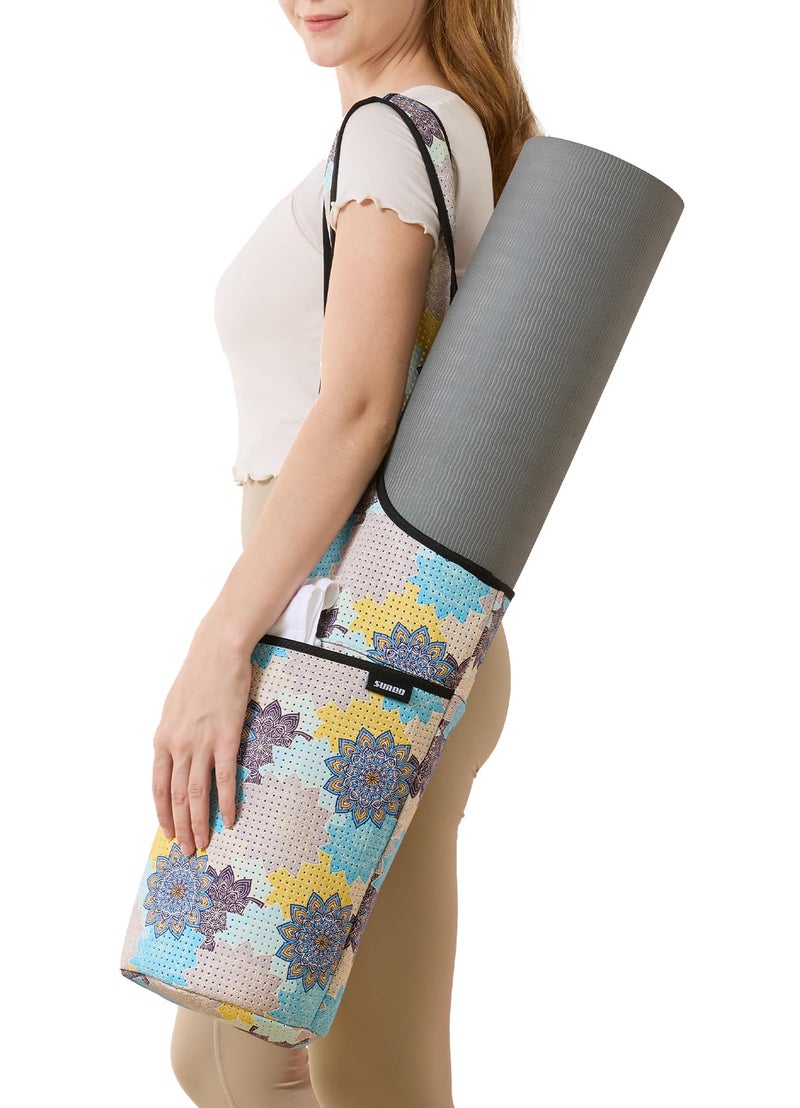 SURQO Yoga Mat Bag – Neoprene, Lightweight, Spacious Carrier, Large Zipper Pocket, Ideal for Gym Yoga & Fitness Mats (Mandala Breeze) - Image 1
