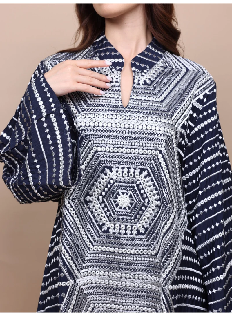 IKKXA Celeste Indigo Jalabiya IK5025 Blue