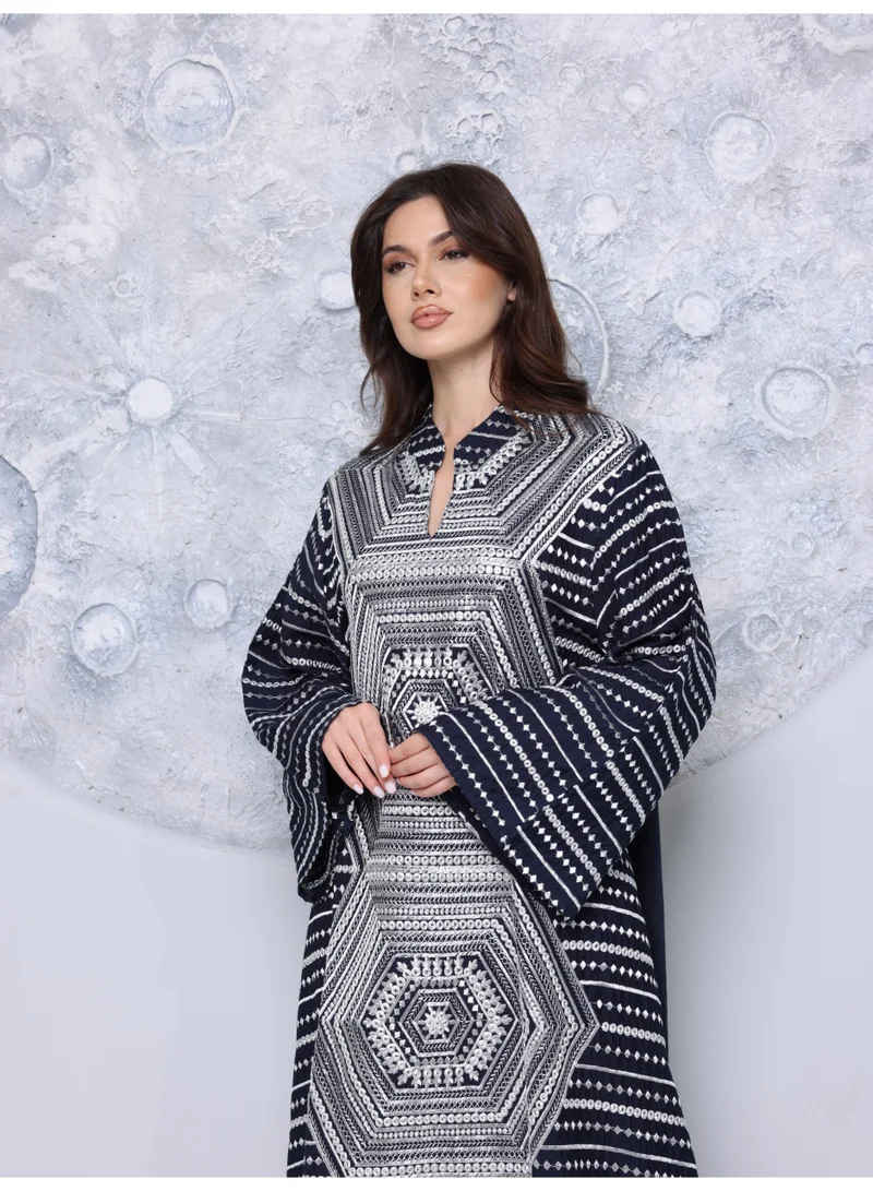 IKKXA  Celeste Indigo Jalabiya IK5025 Blue  | Best Price UAE