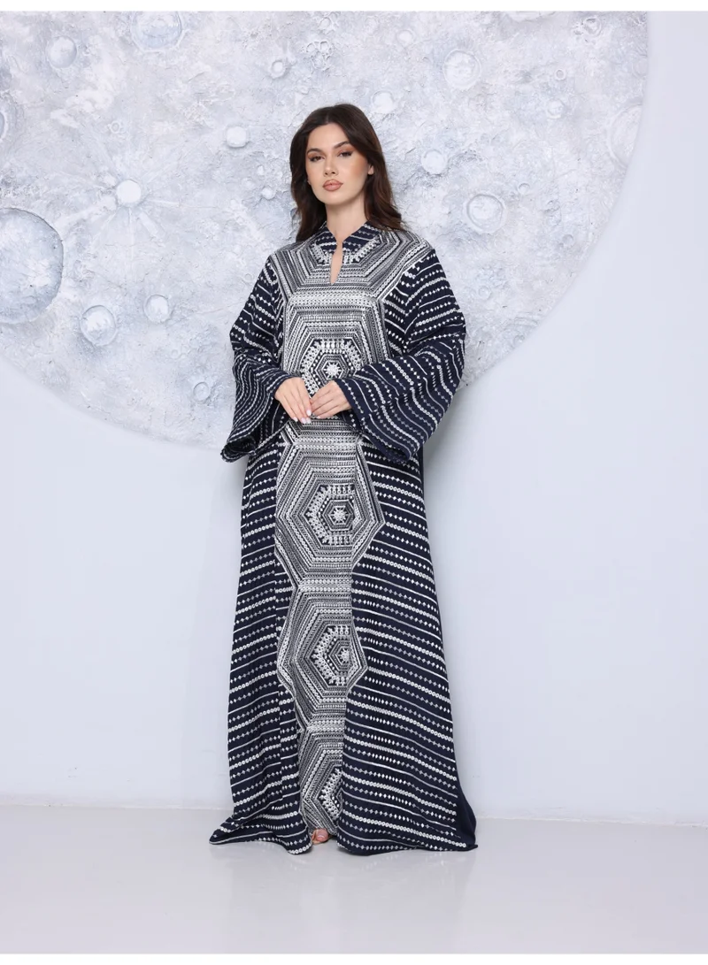 IKKXA Celeste Indigo Jalabiya IK5025 Blue