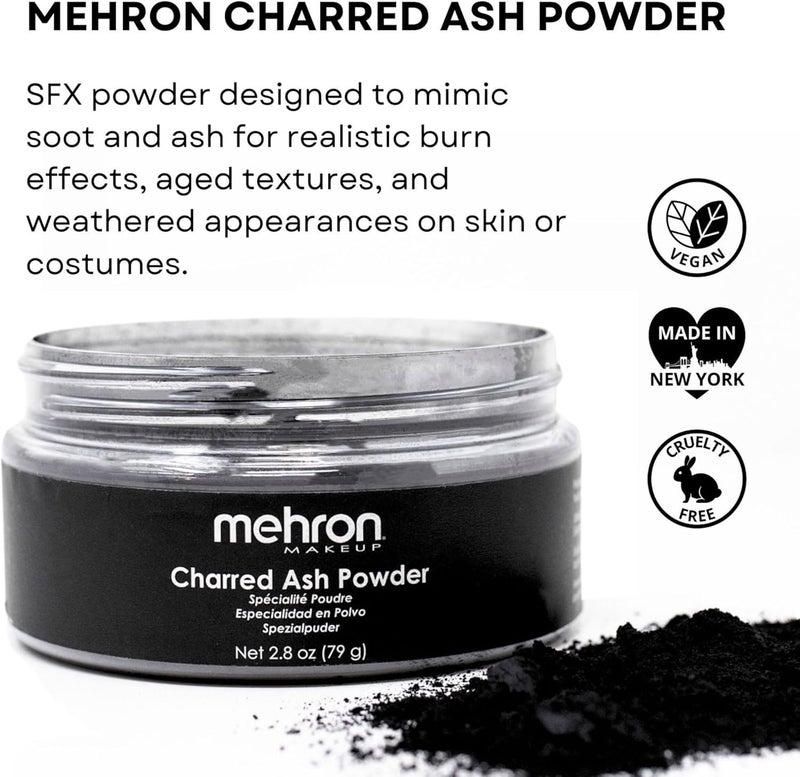 Mehron Charred Ash Powder - 2.8 oz (79 g) for Cosmetic Effects - Image 2